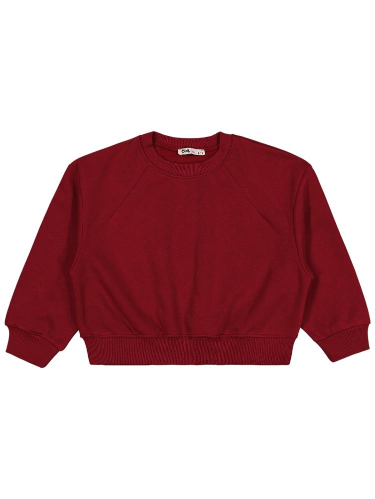 Civil Girls Düz 6-9 Yaş Sweatshirt - Bordo