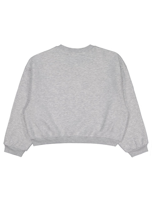 Civil Kız Çocuk Düz Sweatshirt | 3 İp Uzun Kol Bisiklet Yaka | Okul Kreş ve Günlük Kullanım - Gri