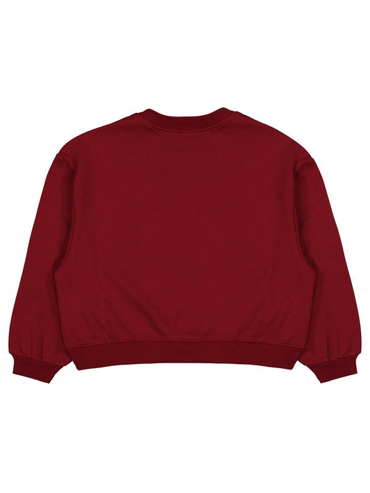 Civil Kız Çocuk Düz Sweatshirt | 3 İp Uzun Kol Bisiklet Yaka | Okul Kreş ve Günlük Kullanım - Bordo