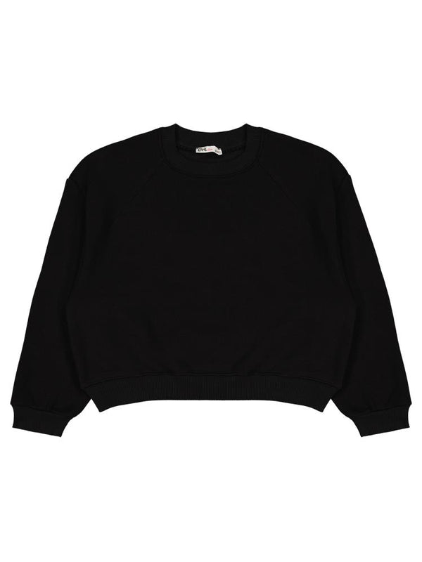 Civil Girls Düz 10-13 Yaş Sweatshirt - Siyah