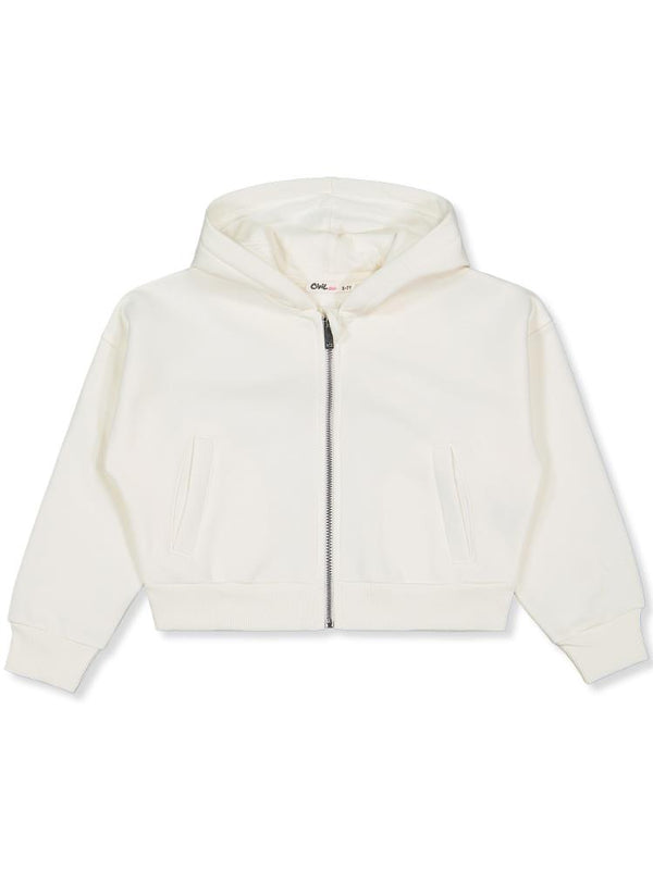 Civil Girls Düz 6-9 Yaş Hırka - Ekru