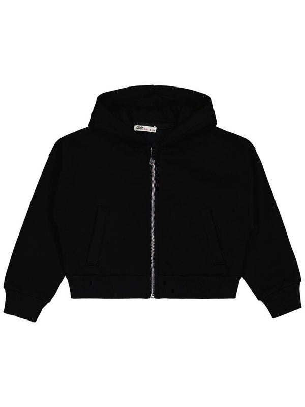 Civil Girls Düz 6-9 Yaş Hırka - Siyah