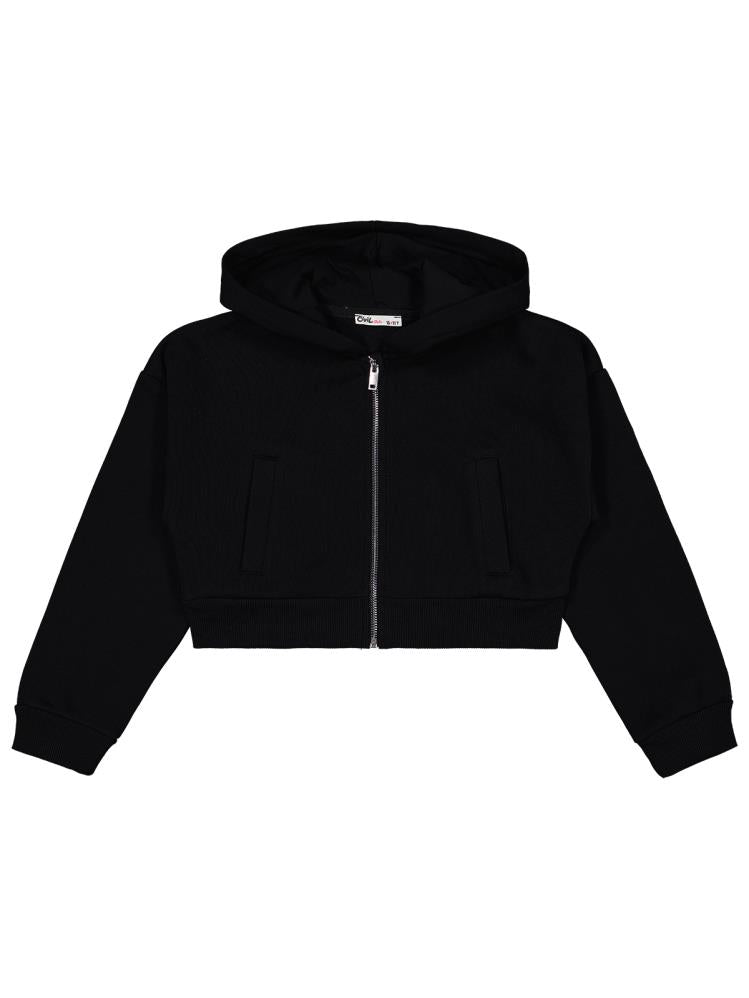 Civil Girls Düz 10-13 Yaş Hırka - Siyah