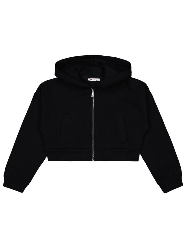 Civil Girls Düz 10-13 Yaş Hırka - Siyah