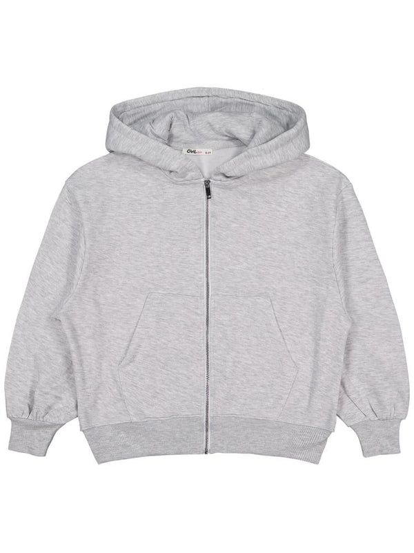 Civil Girls Düz 6-9 Yaş Hırka - Gri