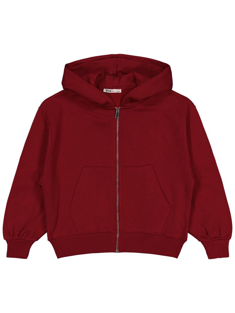 Civil Girls Düz 6-9 Yaş Hırka - Bordo