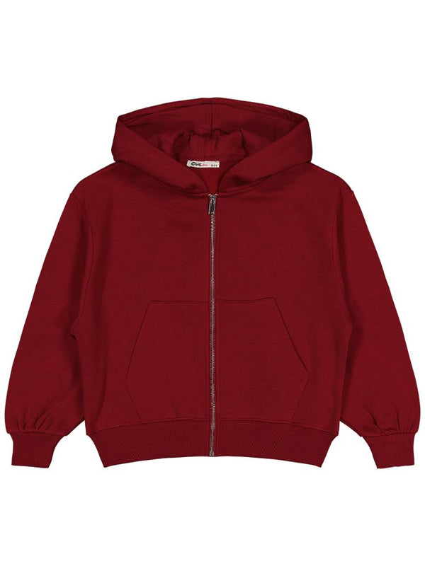 Civil Girls Düz 10-13 Yaş Hırka - Bordo