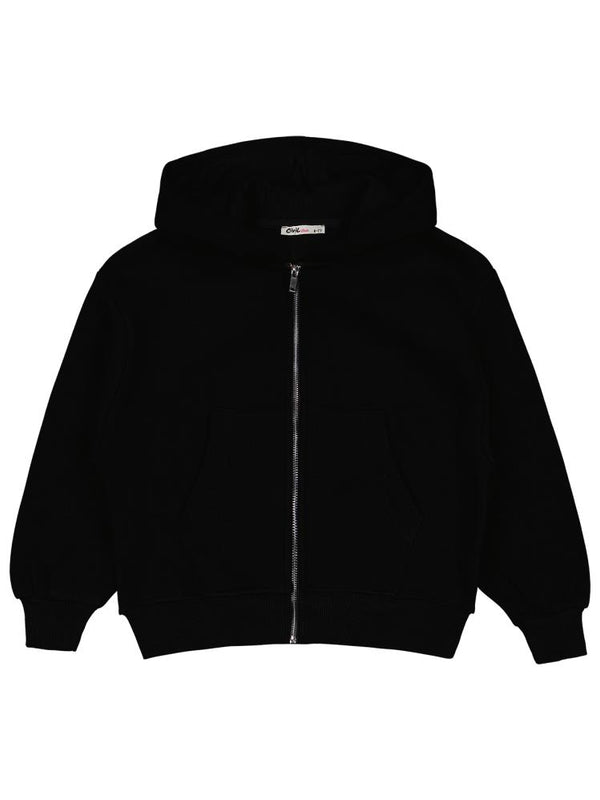 Civil Girls Düz 10-13 Yaş Hırka - Siyah