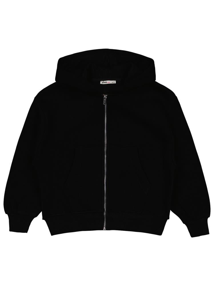 Civil Girls Düz 10-13 Yaş Hırka - Siyah