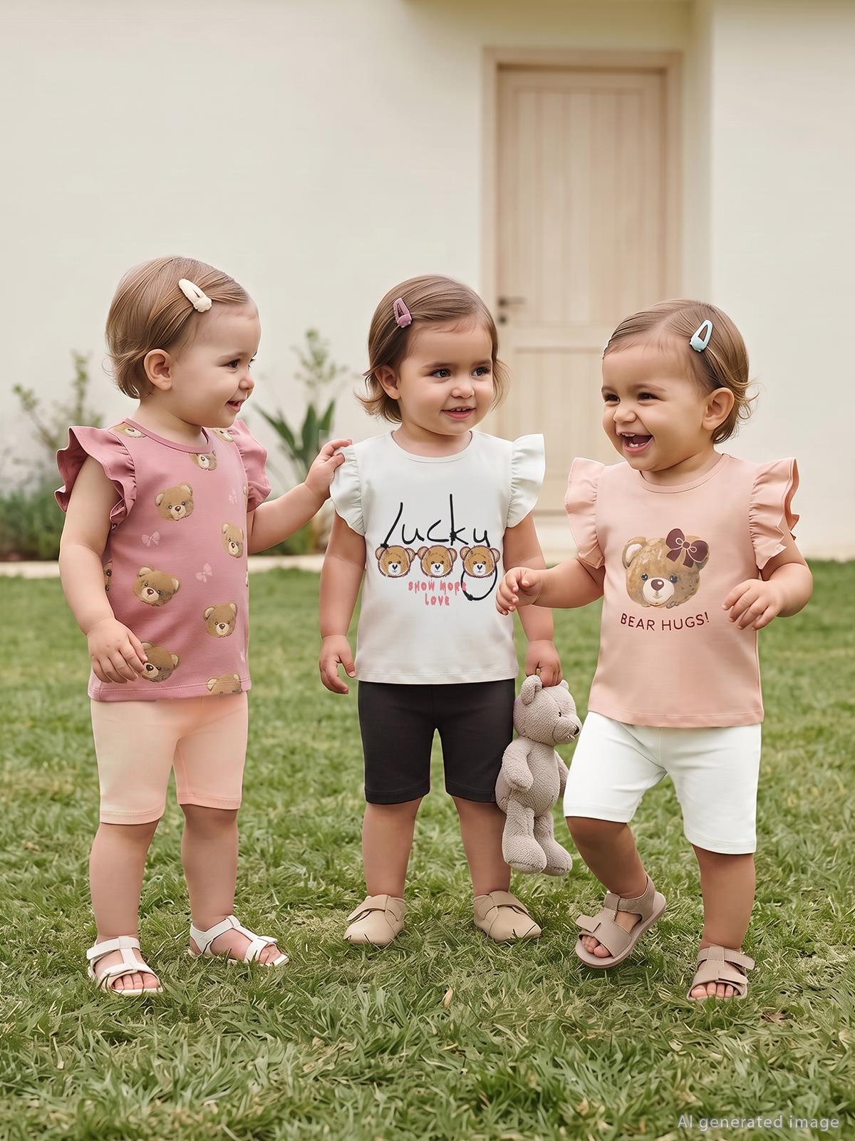 Civil Baby TeddyBear Baskılı 3'lü Set 6-18 Ay Tişört