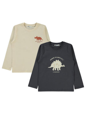 Civil Boys Dino  Baskılı 2'li 5-13 Yaş Sweatshirt