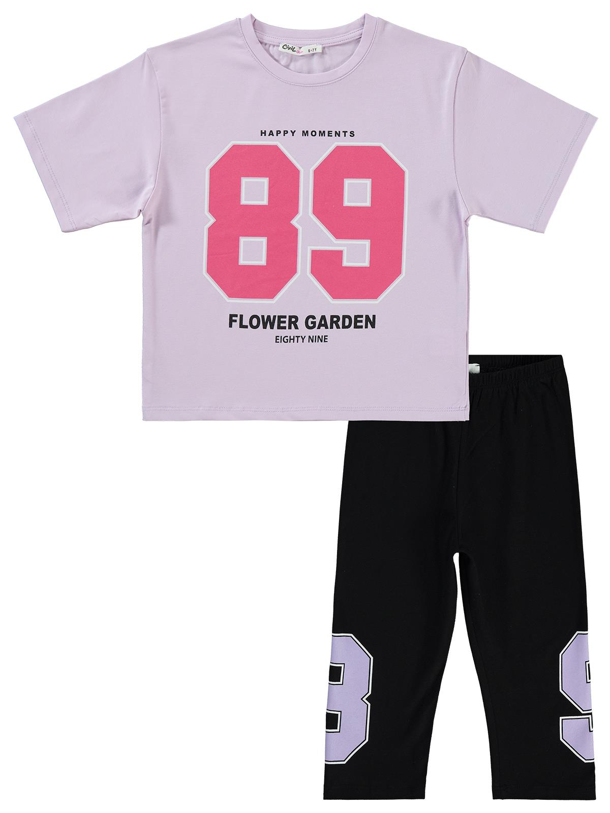 Civil Girls Sport Girl Baskılı Kısa Kol 2'li Set 6-9 Yaş Takım