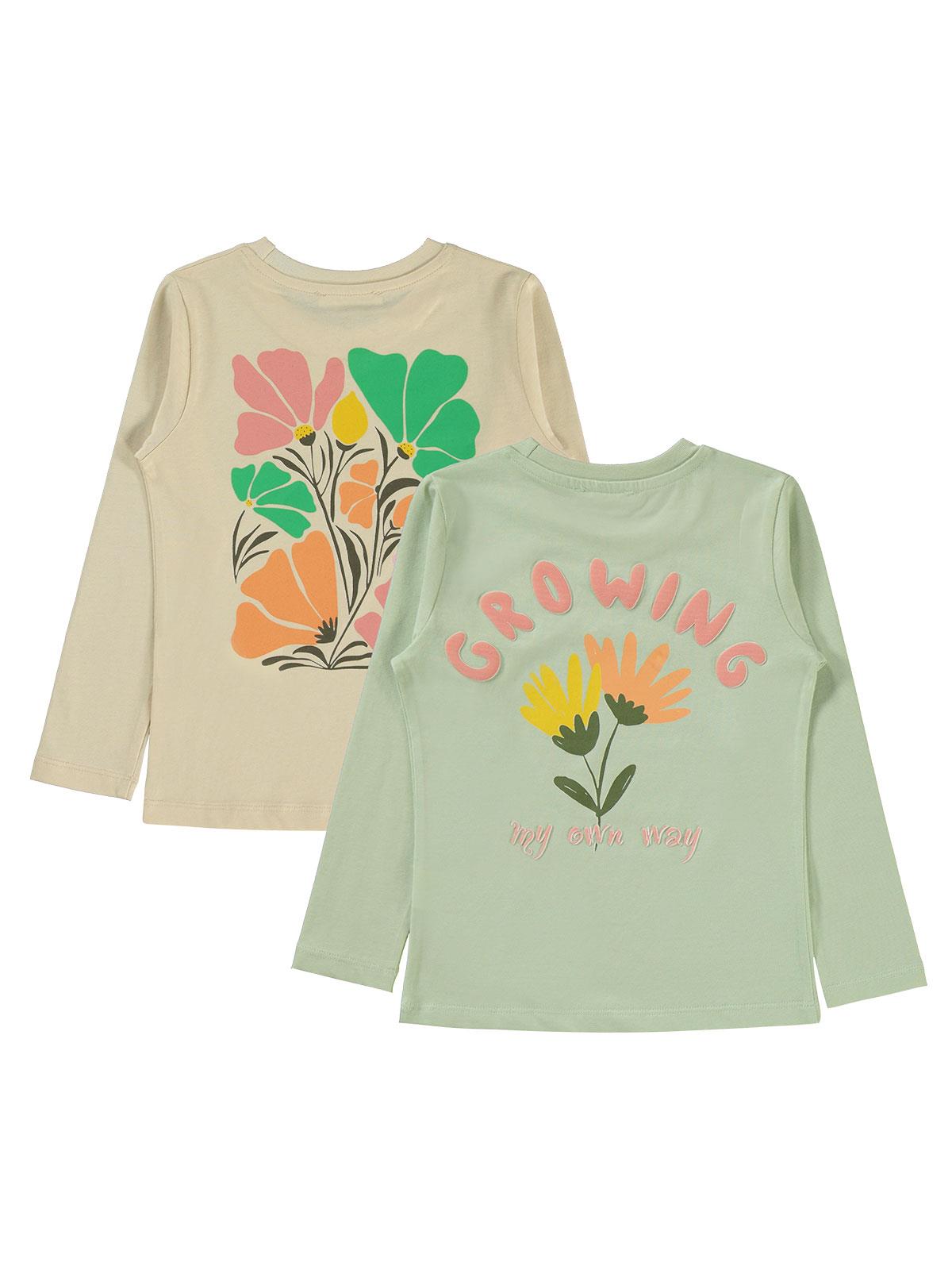 Civil Kız Çocuk Growing Baskılı 2'li Sweatshirt | Süprem Uzun Kol | Okul Kreş ve Günlük Kullanım