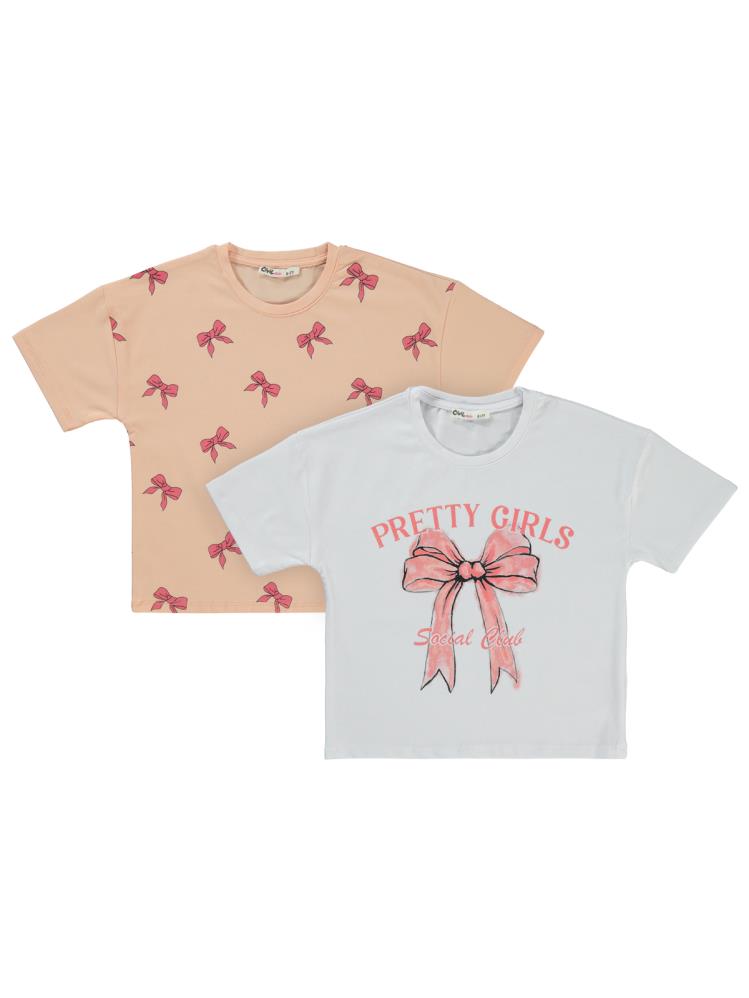 Civil Girls Pretty Girl Baskılı 2'li Set 6-9 Yaş Tişört