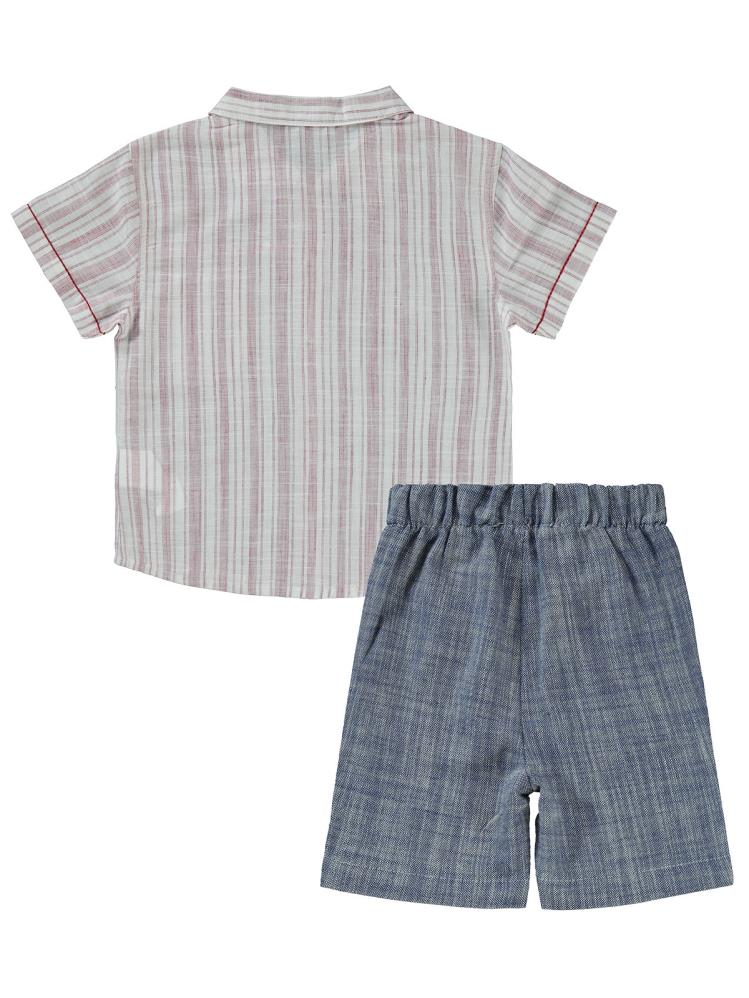 Civil Boys Çizgili Cepli 2-5 Yaş Takım - Bordo