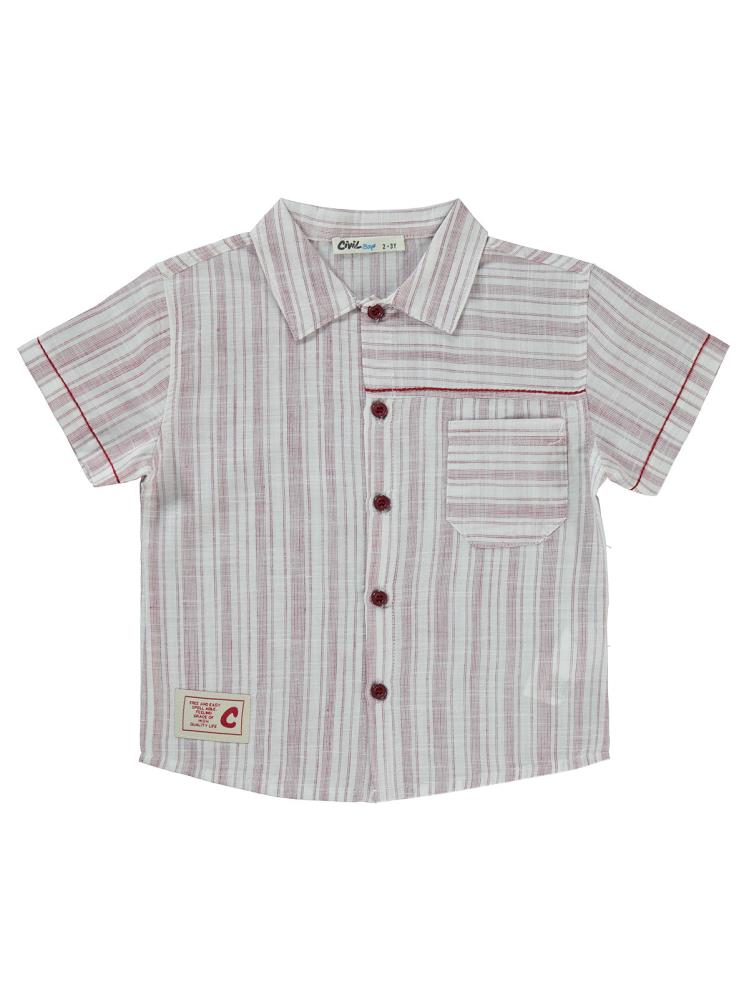 Civil Boys Çizgili Cepli 2-5 Yaş Takım - Bordo