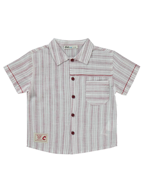 Civil Boys Çizgili Cepli 2-5 Yaş Takım - Bordo