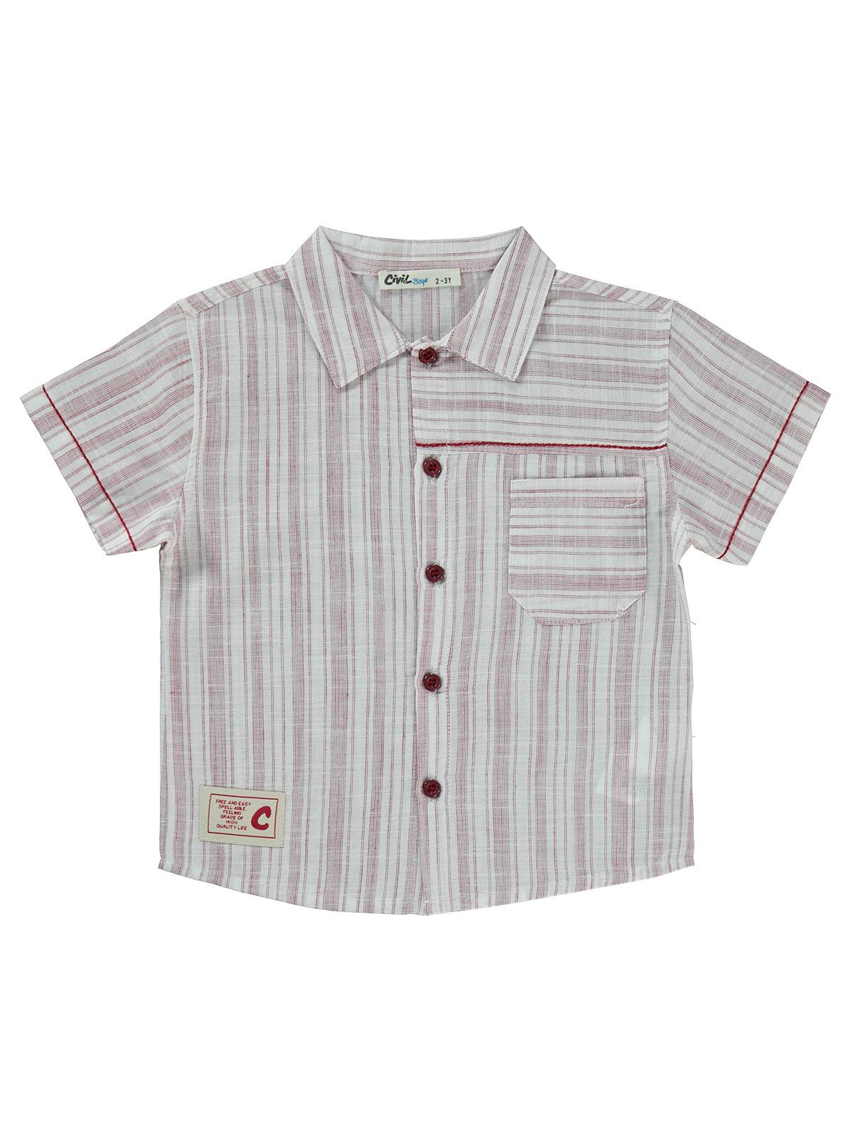 Civil Boys Çizgili Cepli 2-5 Yaş Takım - Bordo