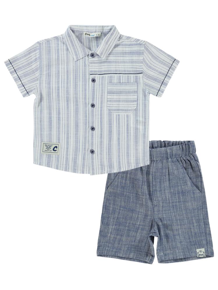 Civil Boys Çizgili Cepli 2-5 Yaş Takım - Lacivert