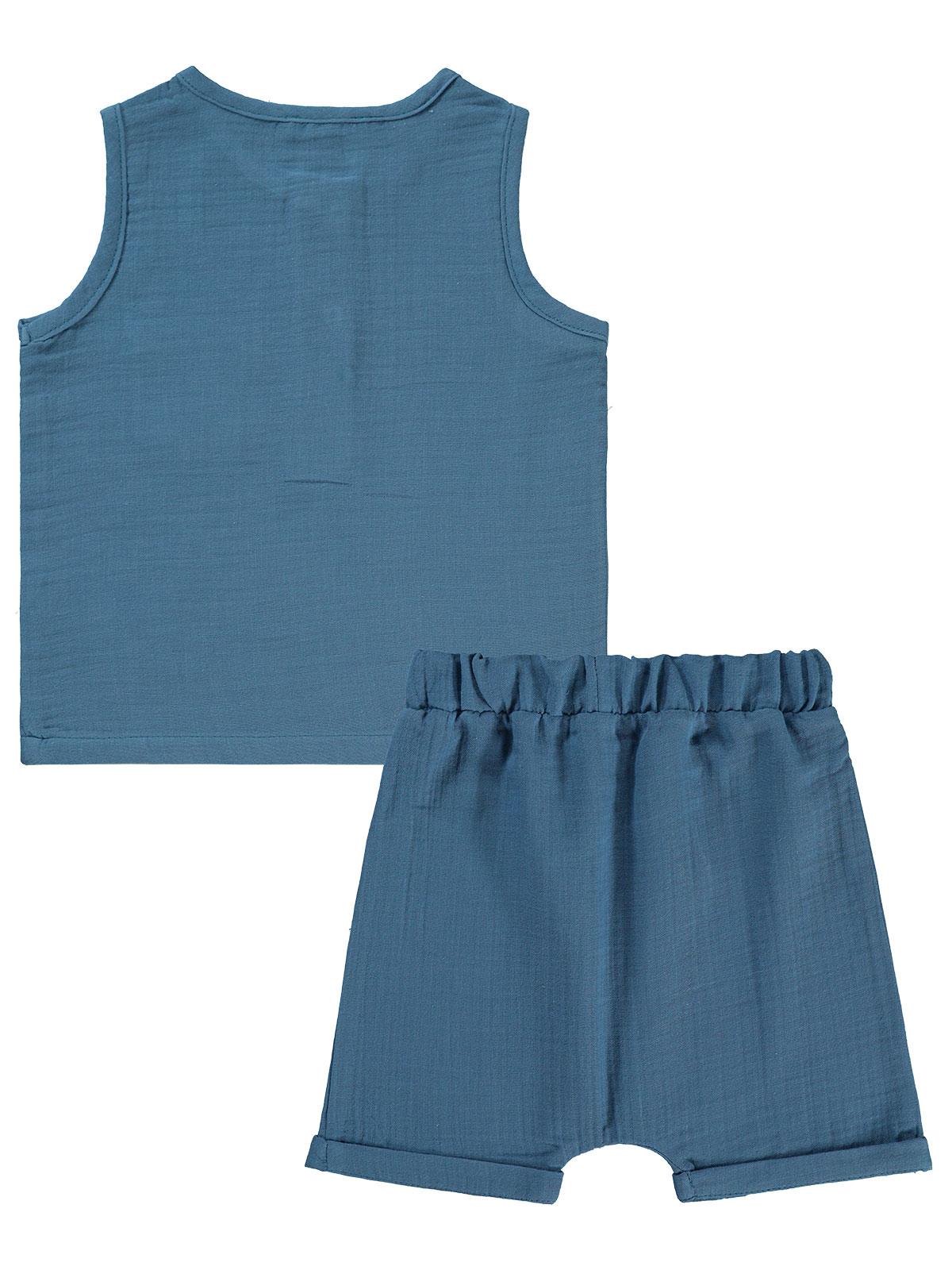 Civil Boys Cebi Palmiye Nakışlı Askılı 2-5 Yaş Takım - Mavi