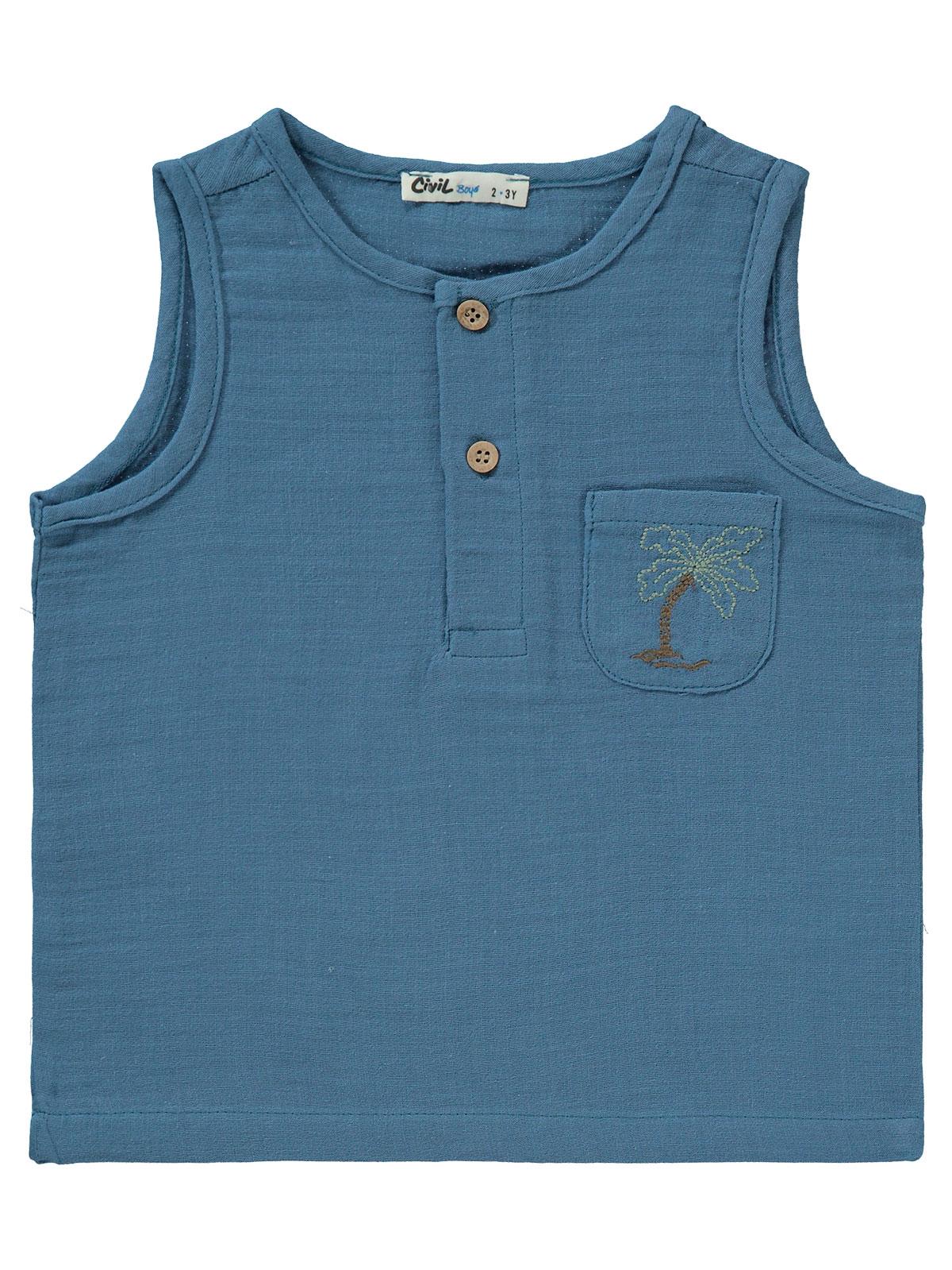 Civil Boys Cebi Palmiye Nakışlı Askılı 2-5 Yaş Takım - Mavi