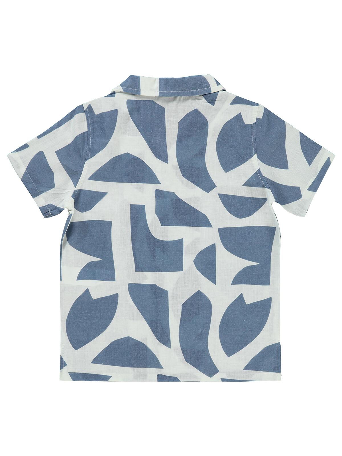 Civil Boys Kendinden Desenli 6-9 Yaş Gömlek - Mavi