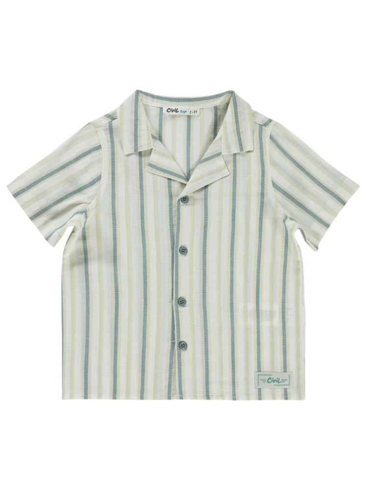 Civil Boys Çizgili 2-5 Yaş Gömlek - Haki