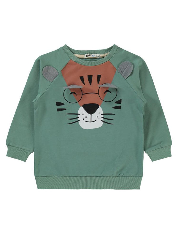 Civil Boys Gözlüklü Kaplan Nakışlı 2-5 Yaş Eşofman Takımı - Haki