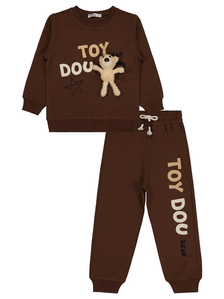 Civil Boys Toy Dou Baskılı 2-5 Yaş Eşofman Takımı - Kahverengi