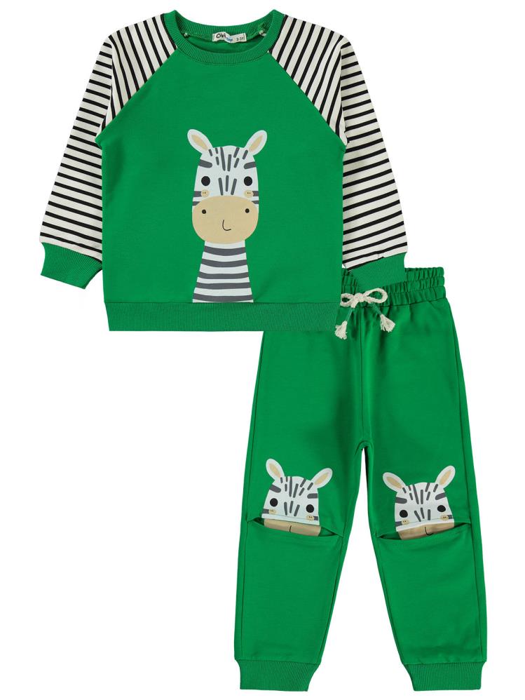 Civil Boys Zebra Baskılı 2-5 Yaş Eşofman Takımı - Yeşil