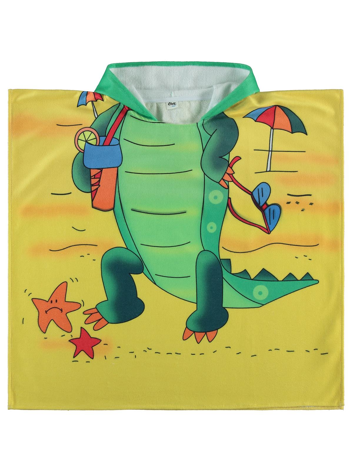 Civil Boys Timsah Baskılı Panço - Sarı