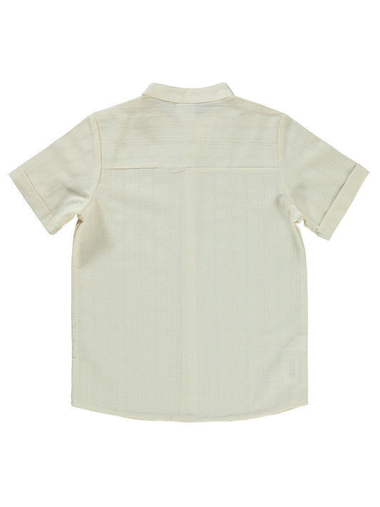 Pierre Cardin Kendinden Çizgi Desenli 10-12 Yaş Gömlek - Beyaz