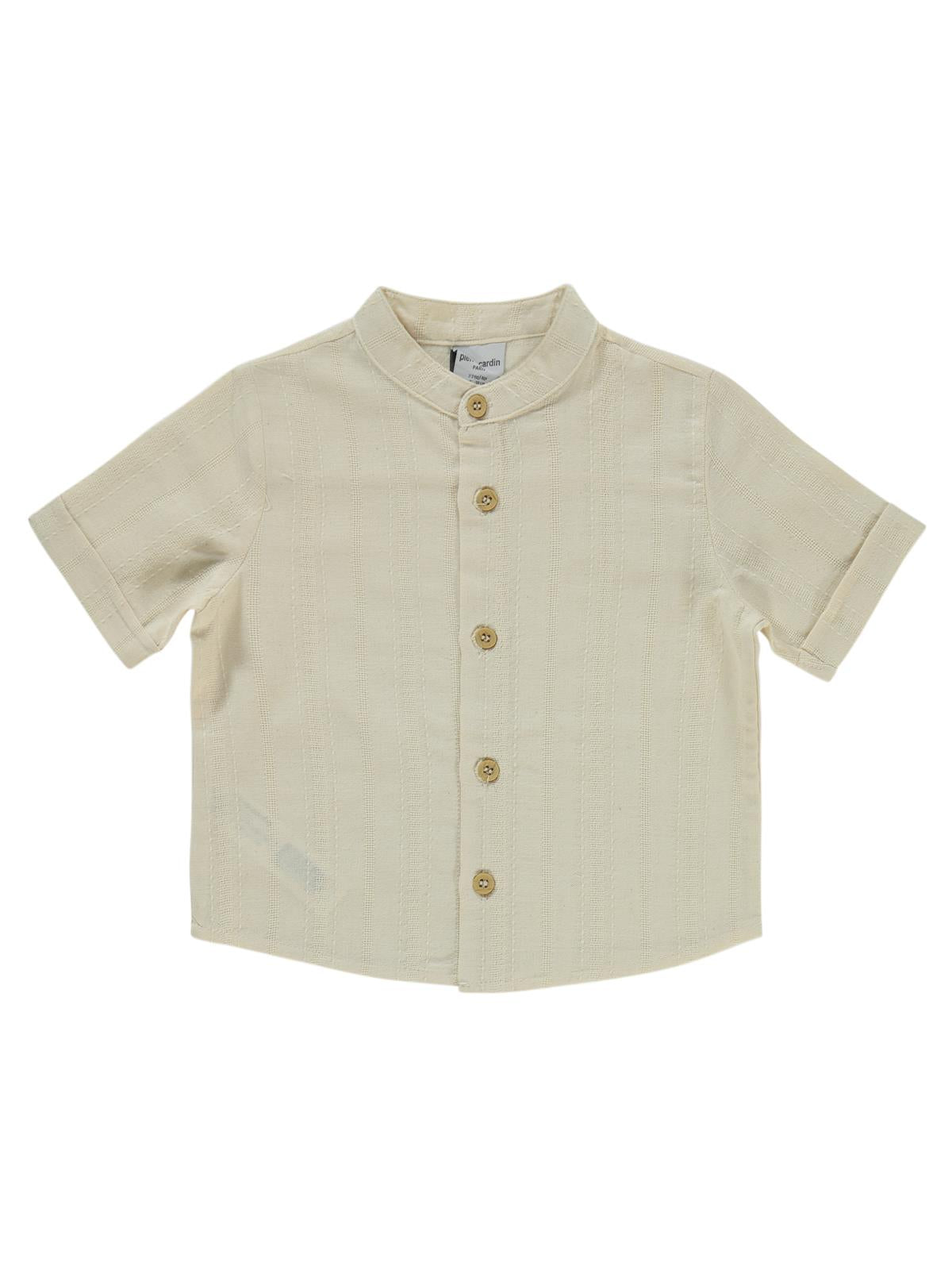Pierre Cardin Kendinden Çizgi Desenli 2-5 Yaş Gömlek - Beyaz