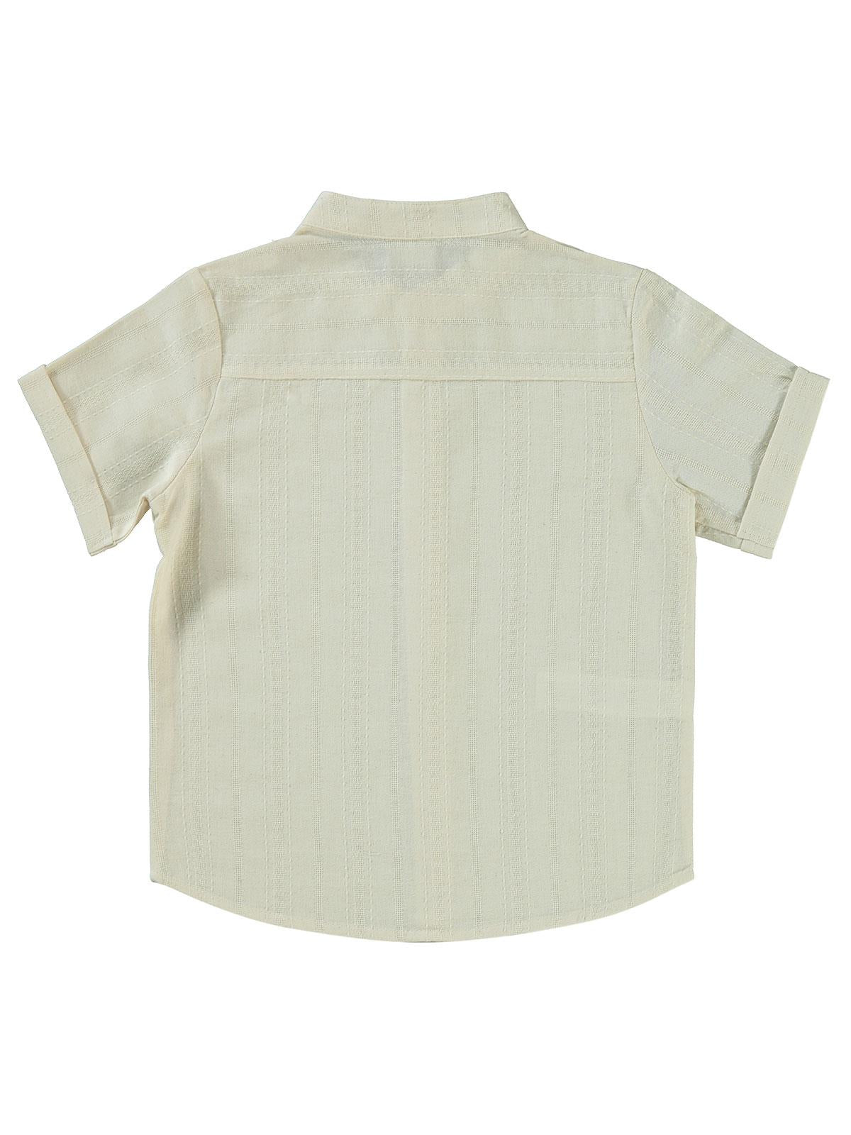 Pierre Cardin Kendinden Çizgi Desenli 6-9 Yaş Gömlek - Beyaz