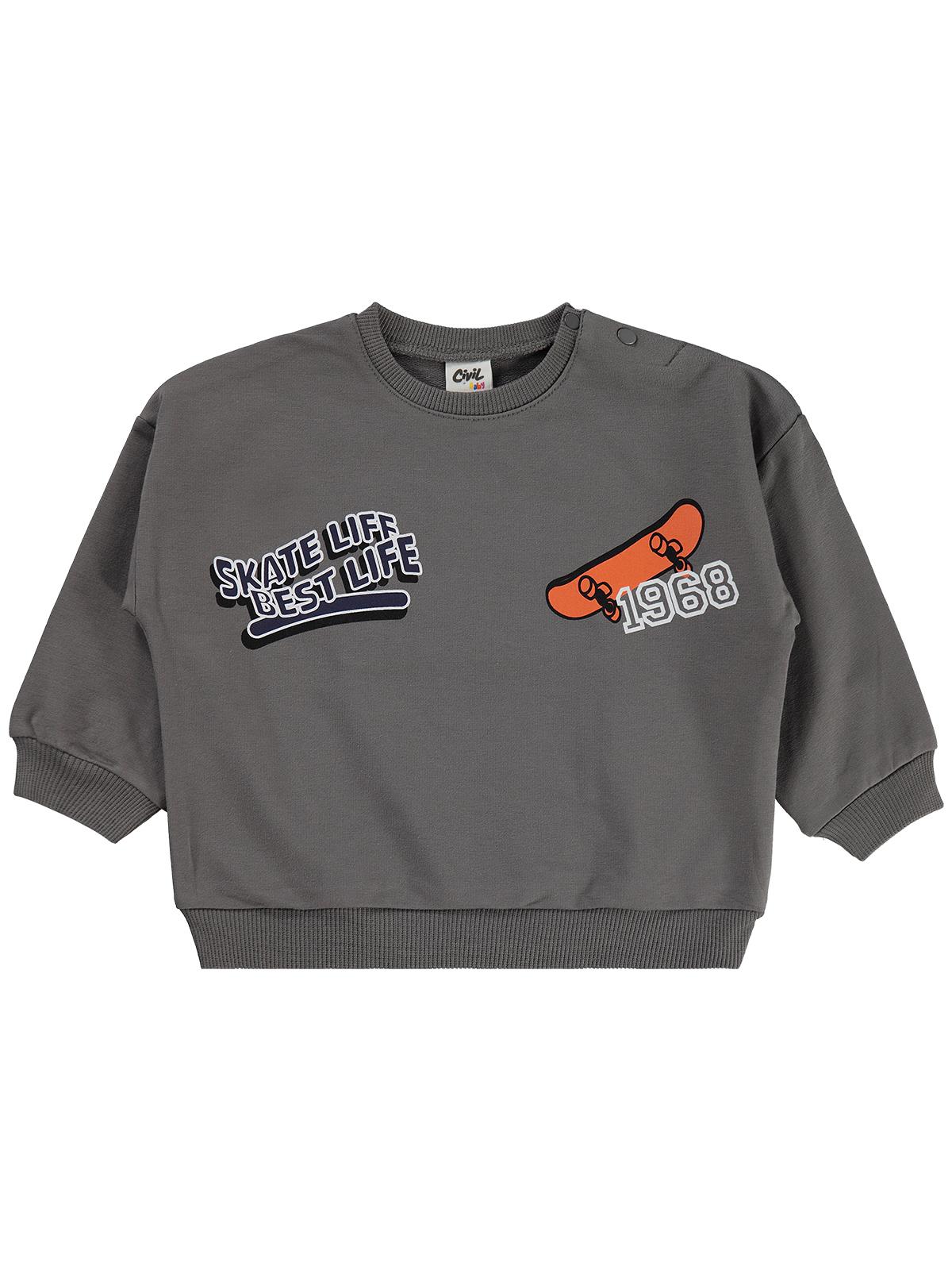 Civil Baby Baskılı 2'li 6-18 Ay Takım - Gri