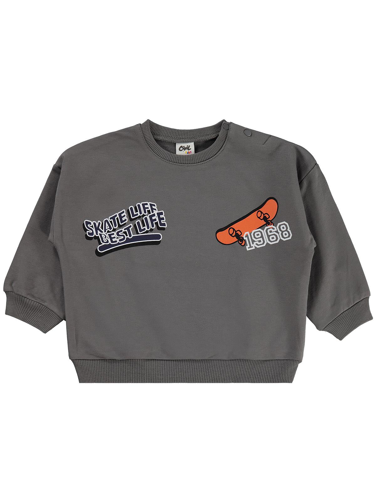 Civil Baby Baskılı 2'li 6-18 Ay Takım - Gri