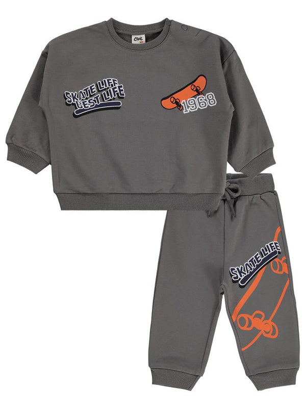 Civil Baby Baskılı 2'li 6-18 Ay Takım - Gri