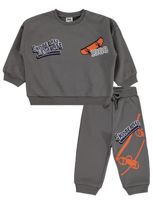 Civil Baby Baskılı 2'li 6-18 Ay Takım - Gri