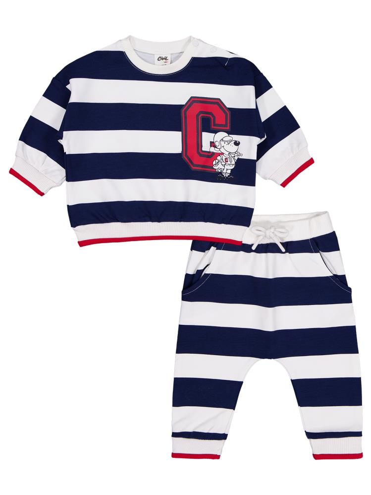 Civil Baby Baskılı 2'li 6-18 Ay Takım - Lacivert