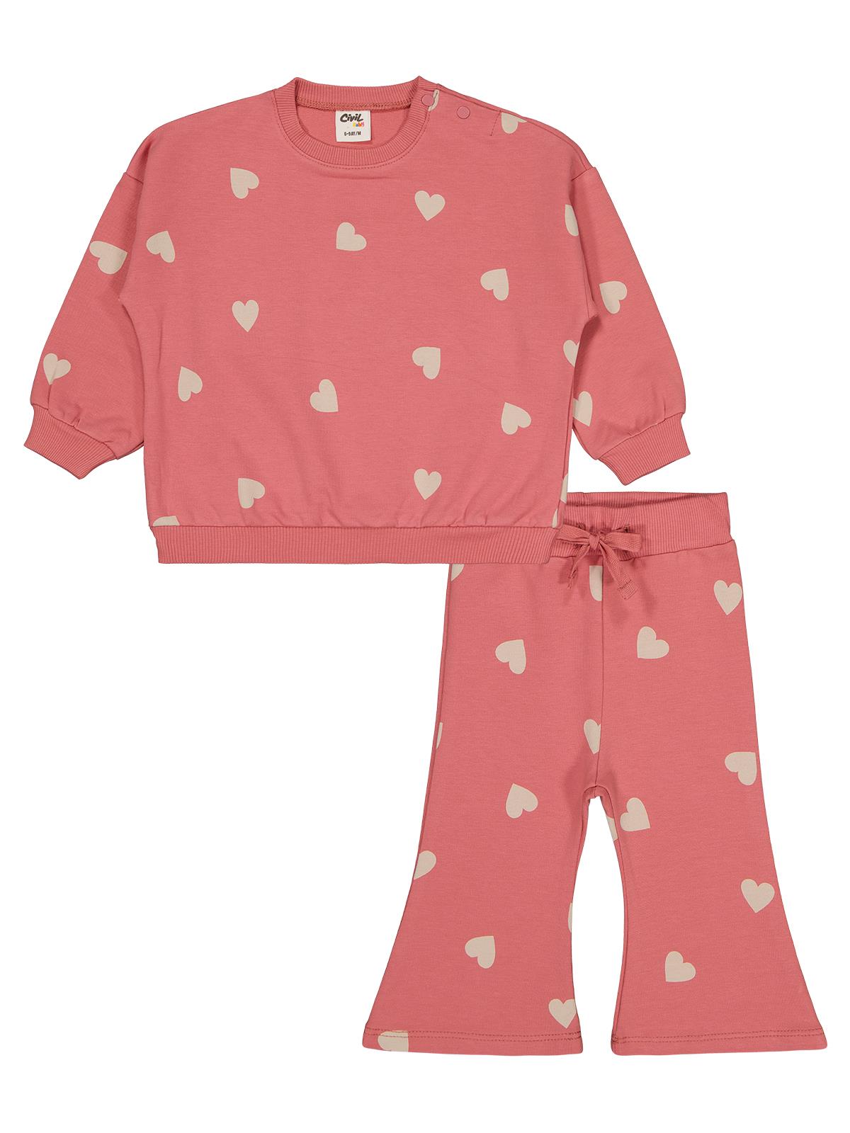 Civil Baby Minik Kalp Empirme 6-18 Ay Takım - Turuncu