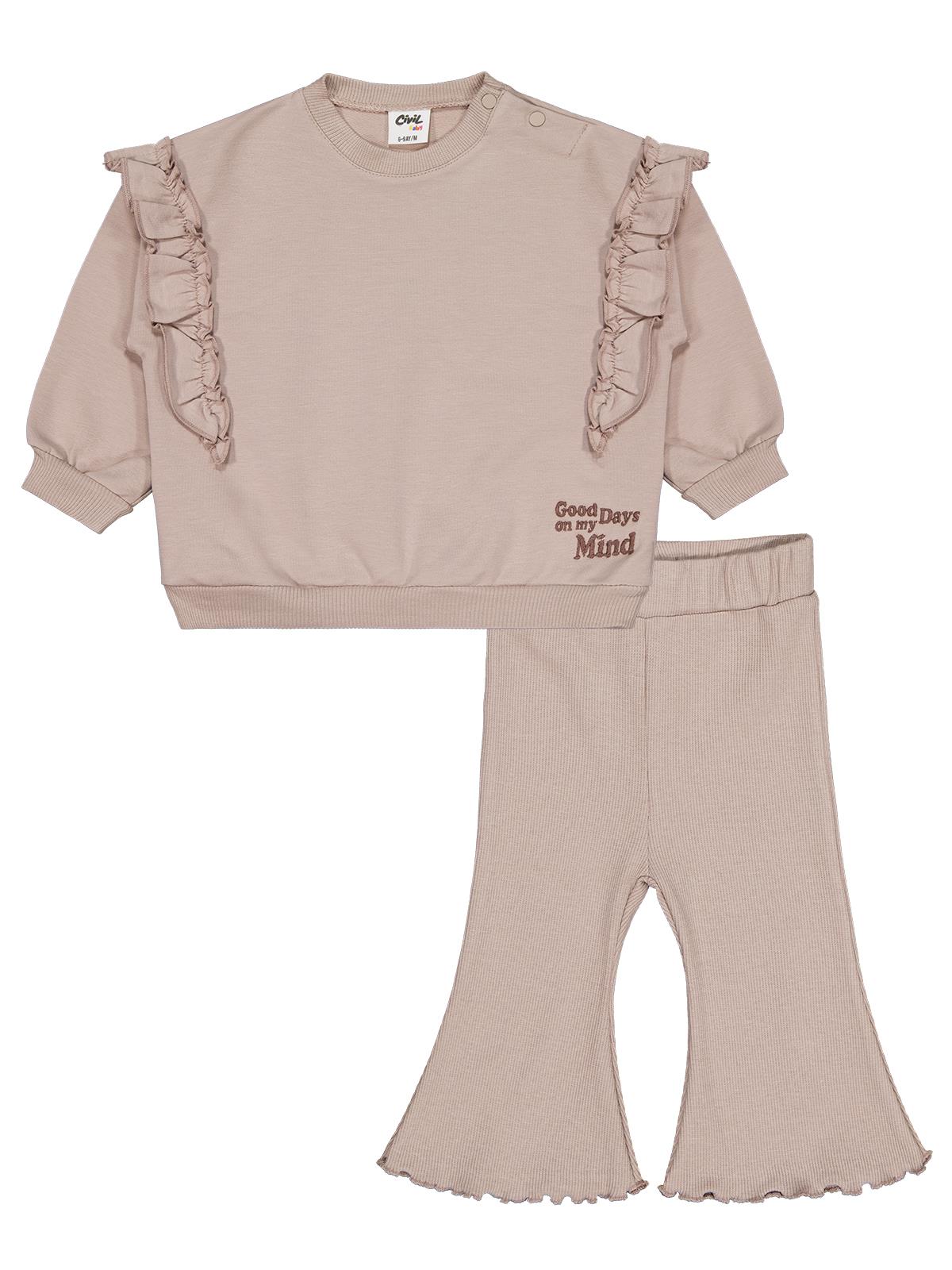 Civil Baby Good Days Nakışlı 6-18 Ay Takım - Bej