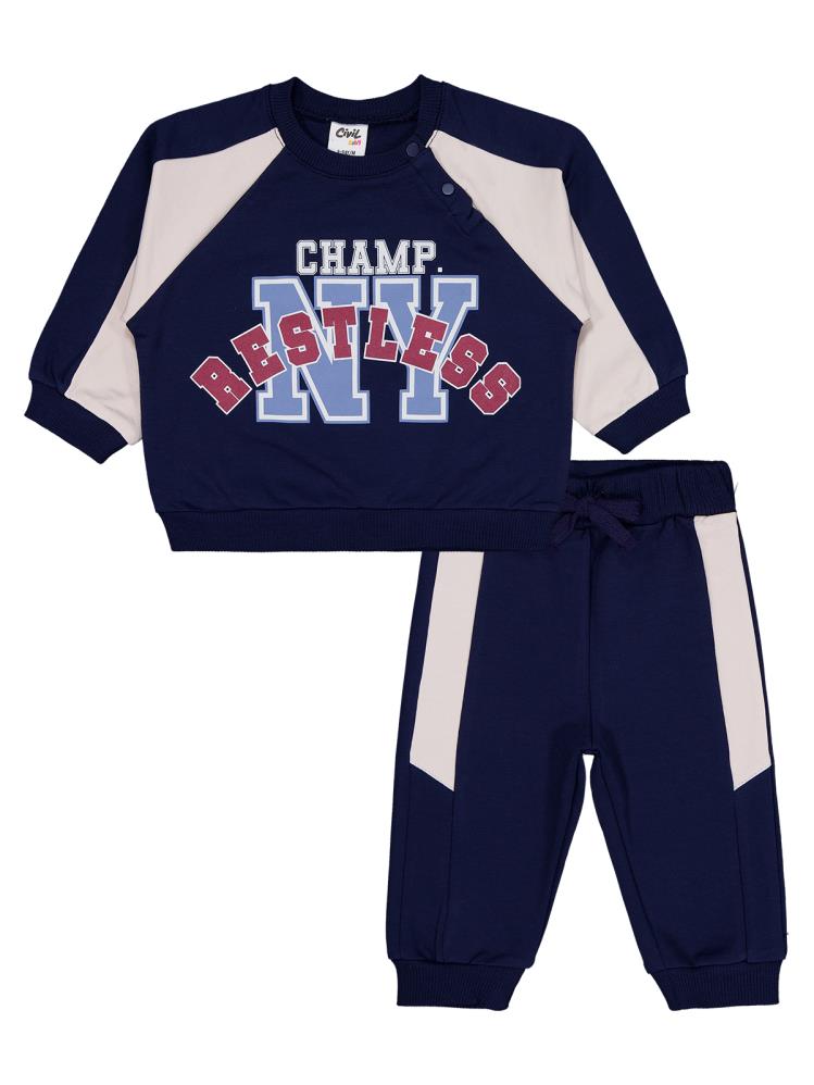 Civil Baby Restless Baskılı 6-18 Ay Takım - Lacivert