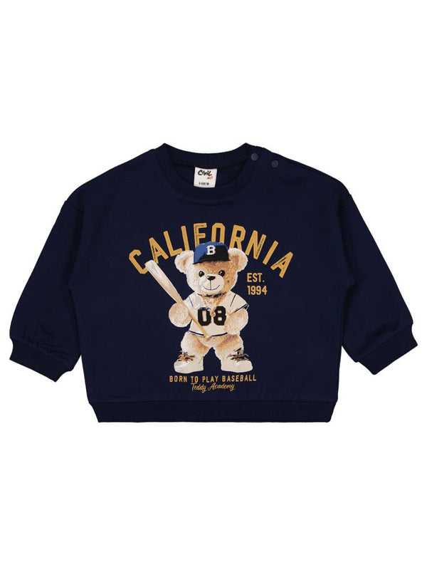 Civil Baby Teddy Bear Baskılı 6-18 Ay Sweatshirt - Lacivert