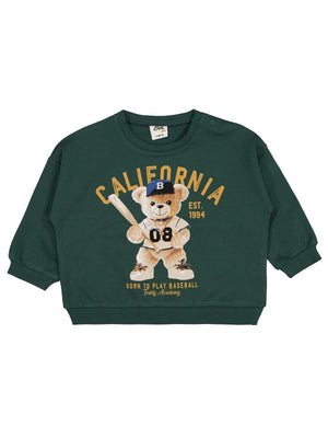 Civil Baby Teddy Bear Baskılı 6-18 Ay Sweatshirt - Yeşil