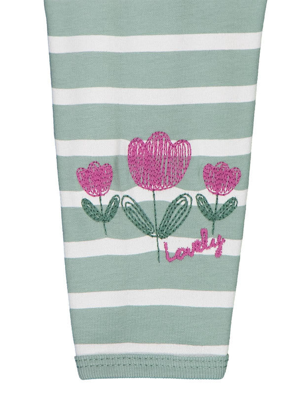 Civil Baby Çizgi Emp. Çiçek Nakışlı 6-18 Ay Sweatshirt - Yeşil