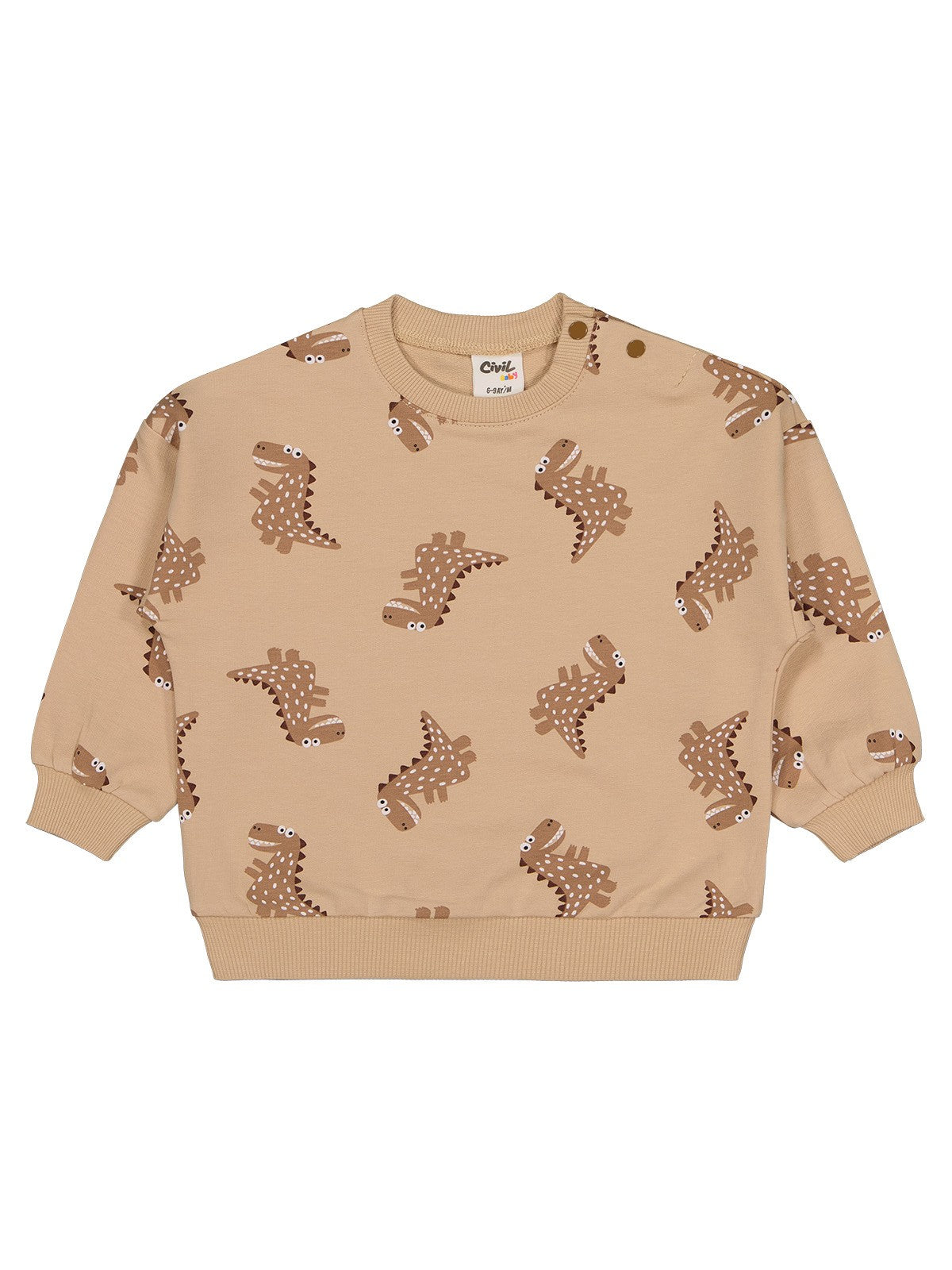 Civil Baby Benekli Dino Empirme 6-18 Ay Sweatshirt - Kahverengi