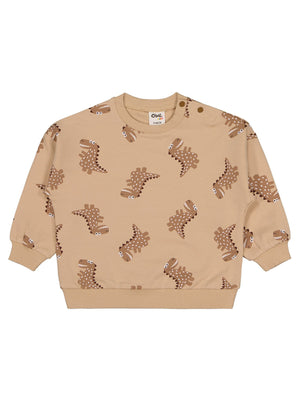 Civil Baby Benekli Dino Empirme 6-18 Ay Sweatshirt - Kahverengi