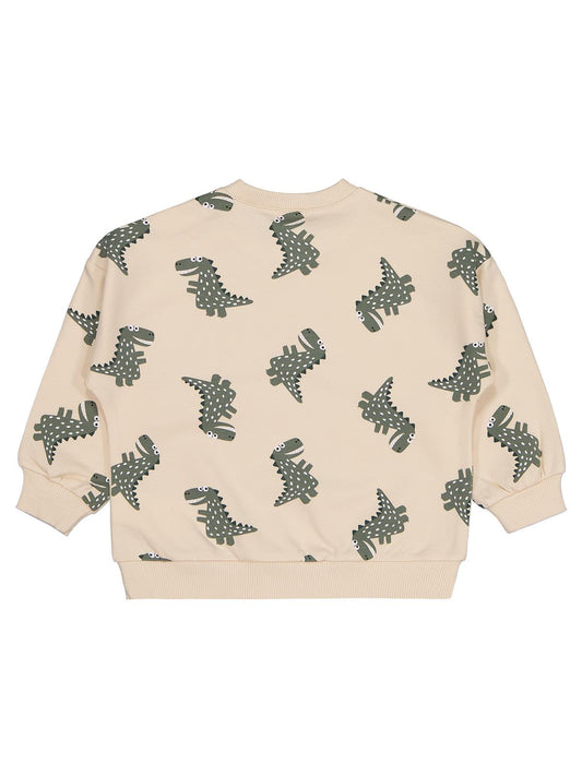 Civil Baby Benekli Dino Empirme 6-18 Ay Sweatshirt - Bej