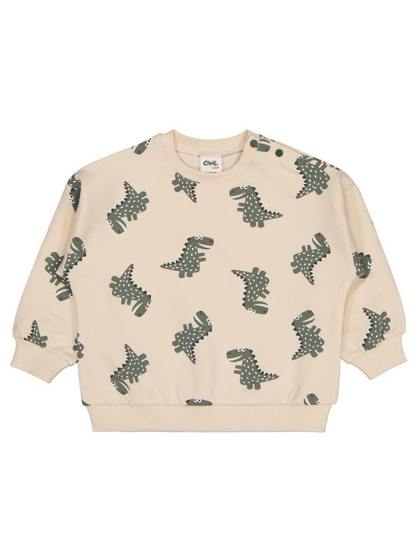 Civil Baby Benekli Dino Empirme 6-18 Ay Sweatshirt - Bej