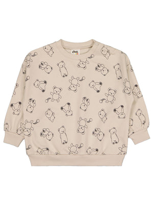 Civil Baby Kontür Ayı Empirme 6-18 Ay Sweatshirt - Bej